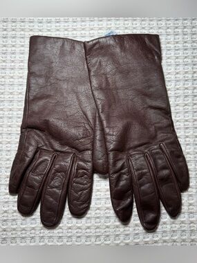 Vintage Fownes Brown Leather Driving Gloves Cashmere Lined  Womens Size 8 1/2